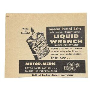 Liquid Wrench Print Ad Vintage 1963 Motor-Medic Auto Repair Lubricants